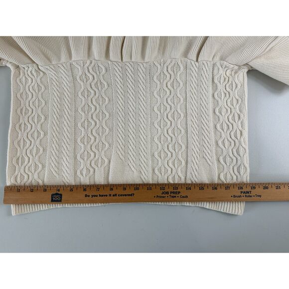 Project Naadam Women's Ruffle Cream Ivory Sweater Cotton Acrylic Size S - Picture 9 of 12